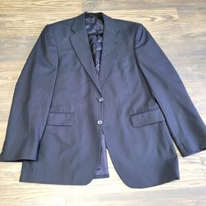 Alexandre London Savile Row 2 Button Blazer Jacket Wool Blue Striped sz 43